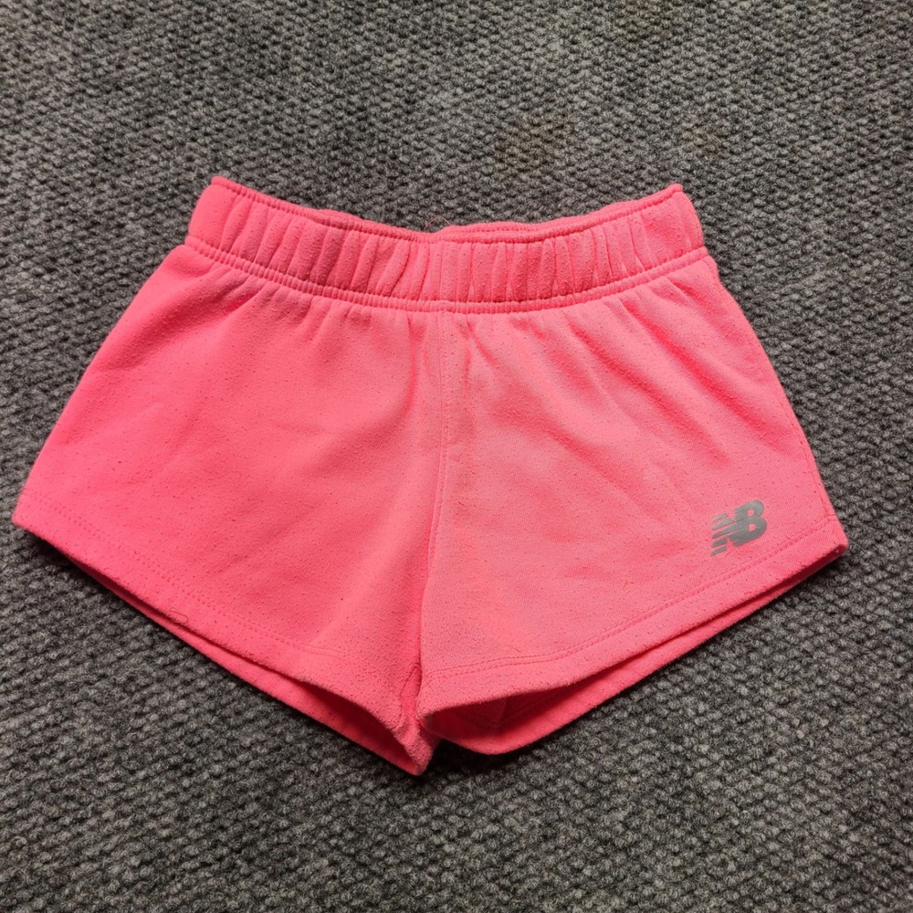 New Balance Girls Pink Fleece Athletic Shorts Size M 10/12 Neon Logo